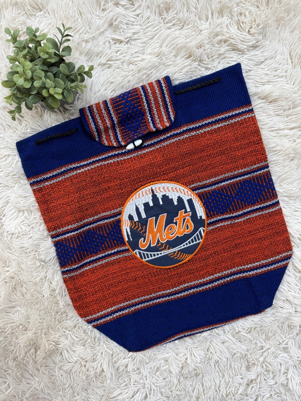 NY Mets Knit Backpack Bag 💗 Blue & Orange